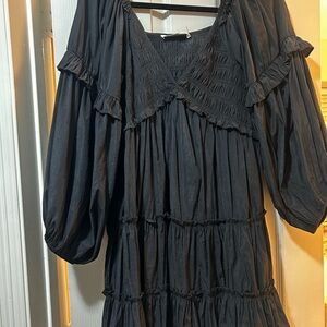 Mustard Seed Black Textured V-Neck dress